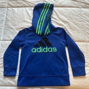 Adidas Kids Blue Hoodie with Green Accents
